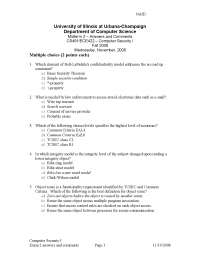 Midterm 2 with Solution - Computer Security I | CS 461 - Docsity