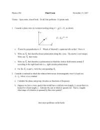 Final Exam Problems - Electromagnetic Fields II | PHYS 436 - Docsity