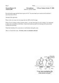 Thermal Physics - Midterm Exam 1 | PHYS 224