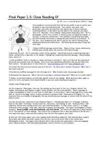 Close Reading: A Necessary Skill for Academic Success - Prof. Edmond Chang