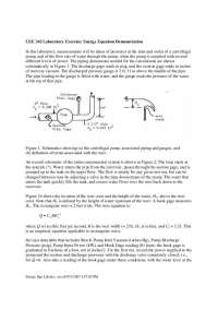 Energy Equation Demonstration - Laboratory Exercise | CEE 342