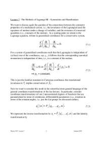 Lagrange's Methods III: Symmetries and Hamiltonians in Physics 505 Lecture 7 (Autumn 2005)