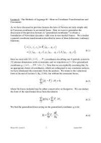 Physics 505 Lecture 6: Lagrange Methods II - Transformations & Constraints