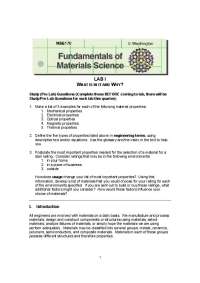 Material Properties and Selection for a Light Bulb: A Laboratory Experiment