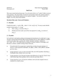 Econometrics II Exam: Winter 2005, Econometrics Model Questions - Prof. Richard Startz