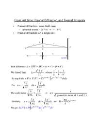 Fresnel Diffraction and Fresnel Integrals - Lecture Slides | PHYS 545