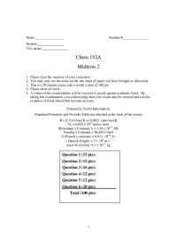 6 Questions for Midterm Exam 2 - General Chemistry | CHEM 152