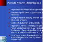 Particle Swarm Optimization - Lecture Slides | GIS 203