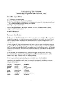 Dichotomous Keys - Laboratory Assignment | FISH 250
