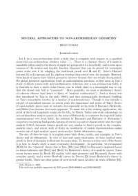 Several Approaches to Non-Archimedean Geometry - Lecture Notes | MATH 307