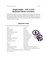 Rational Choice Theory Study Guide for POL S 270 - Prof. Anthony Gill