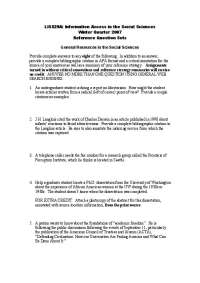 Information Access in the Social Sciences: Winter Quarter 2007 Reference Question Sets
