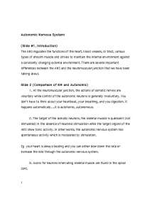 Class Notes on Autonomic Nervous System- Slide 1 | PHCOL 402
