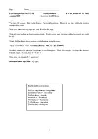 Autumn 2003 Electromagnetism Midterm Exam for Physics 321 with Professor David Cobden