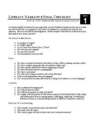 Literacy Narrative Final Checklist - Ready Writing | GIS 140