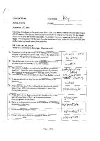 Final Exam - Human Anatomy and Physiology, Fall 2006 | CONJ 401
