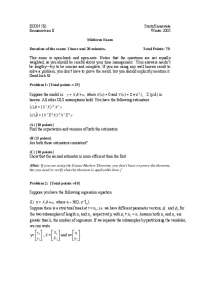 Sample Problems Questions for Midterm Exam - Econometrics II | ECON 581