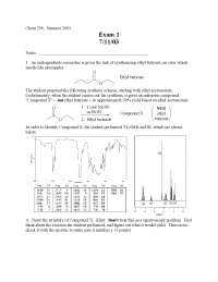Answers to Exam 1 Questions - Organic Chemistry | CHEM 239 - Docsity