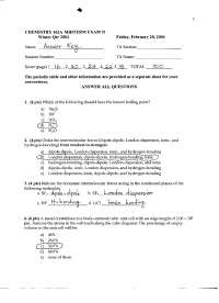 Midterm Exam 1 Questions with Answer Key - General Chemistry | CHEM 162 ...