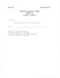 Digital Circuit Logic - with Solutions- Exam #3 | ECE 102 - Docsity