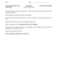 Midterm Exam 1 Questions with Solutions - Electromagnetism | PHYS 321 ...