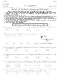 Final Exam with Solutions Key - Physics with Calculus I | PHY 2048 ...