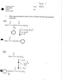 Test 1 Solutions - Organic Chemistry - Spring 2004 | CHEM 239 - Docsity