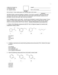 5 Problems On Organic Chemistry Exam 4 Chem 241a Docsity