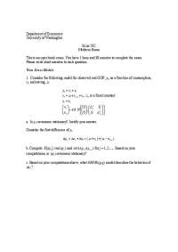 Practice Questions for Midterm Exam - Econometrics III | ECON 582