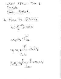 Sample Test 1 Questions on Organic Chemistry | CHEM 239 - Docsity