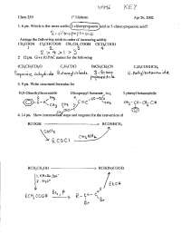 1st Midterm Questions with Answers - Organic Chemistry | CHEM 239 - Docsity