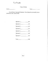 Final Exam Paper - General Chemistry | CHEM 152 - Docsity