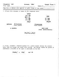 9 Questions with Solutions in Organic Chemistry - Exam 3 | CHEM 239 ...
