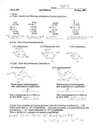 Midterm 2 Solution Key - Organic Chemistry - 2001 | CHEM 239 - Docsity