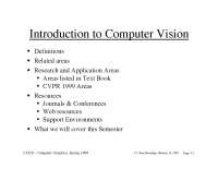 Introduction to Computer Vision - Lecture Notes | CS 510 - Docsity