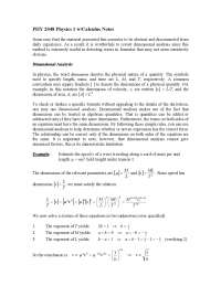 Notes on Dimensional Analysis - Physics with Calculus I | PHY 2048 ...