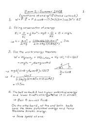 Handout Exam 2 | Physics with Calculus I | PHY 2048 - Docsity