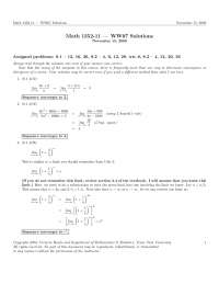 Assignment #7 with Solutions - Calculus II-Honors | MATH 1352 - Docsity