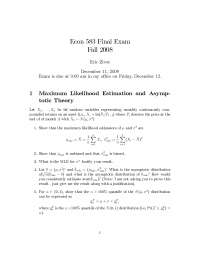 Final Exam Practice Questions - Econometric Theory I | ECON 583 - Docsity
