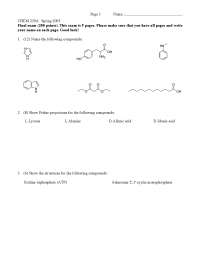 20 Questions on Organic Chemistry - Final Exam | CHEM 239 - Docsity