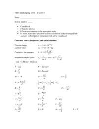 Exam 1 - General Physics - Spring 2005 | PHYS 1214 - Docsity