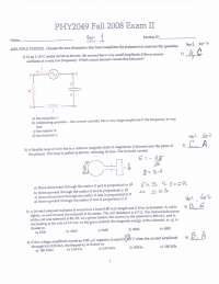 Exam 2 Resolution - Physics with Calculus II - Fall 2008 | PHY 2049 ...