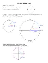 Review Sheet - Trigonometry - Calculus | MATH 1205 - Docsity