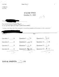 Exam 2 with Answers - Organic Chemistry I - Fall 2005 | CHEM 231 - Docsity