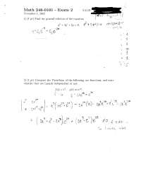 6 Solved Questions for Exam 2 - Differential Equation for Science and ...