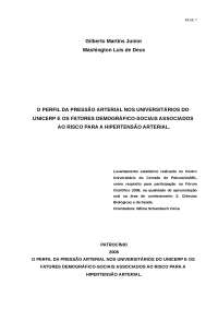 o perfil da pressão arterial nos universitários do UNICERP