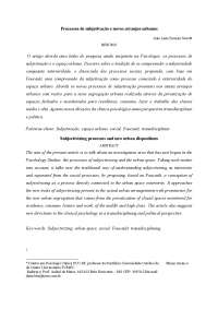 Processos de Subjetivação e novos arranjos urbanos