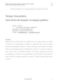 Terapia Comunitária - Uma forma de atuação no espaço público
