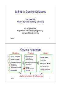 Routh-Hurwitz Stability Criterion - Notes | ME 451