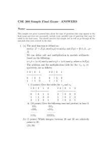 Sample Final Exam with Answers for Discrete Structures Computer Science | CSE 260